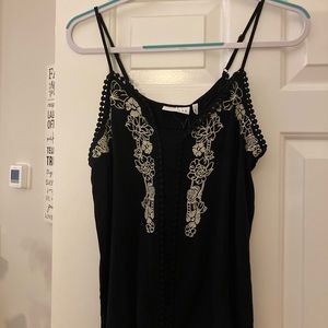 BNWT Stitch Fix Black Camisole with White Embroidery. Size Medium